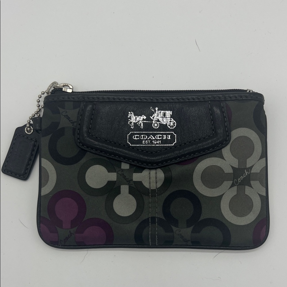 Coach Black and Purple Logo Wristlet